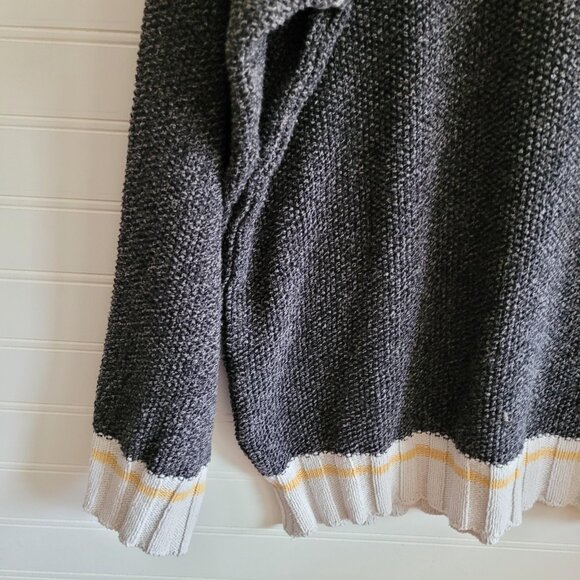 Cotton Country Sweater Womens Large Gray Cabin Style Striped Cuffs Slouchy - Picture 3 of 10